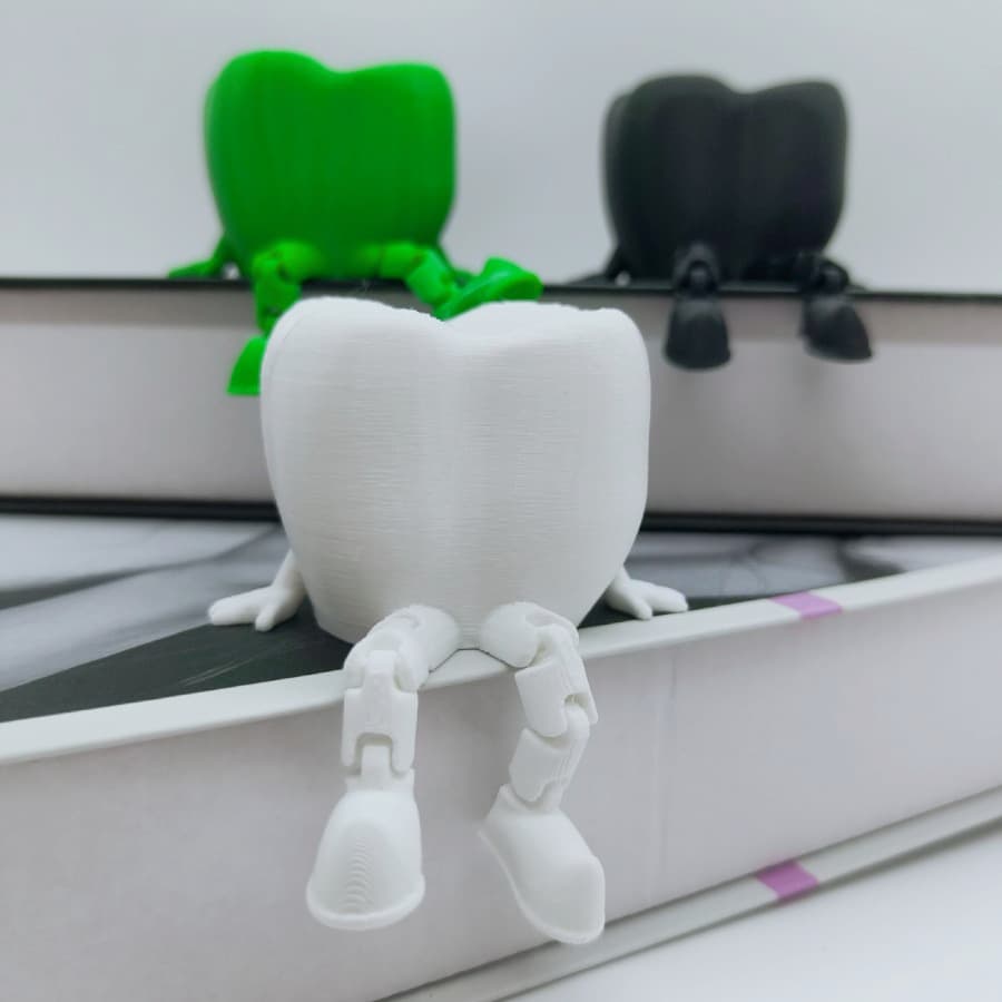 3D printed tooth and leg statues quirky anthropomorphic dental decoration dentist office desk decoration ornaments