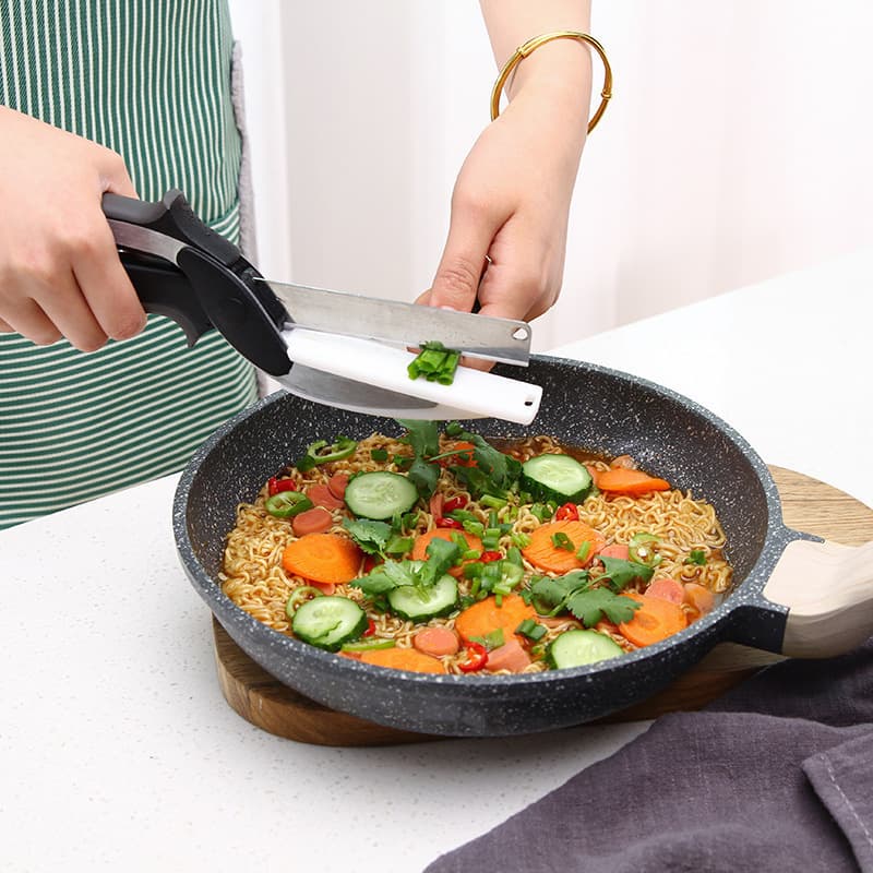 Multifunctional Vegetable Scissors Chopping Board Scissors Spring Smart Scissors Plastic Cutting Board Scissors