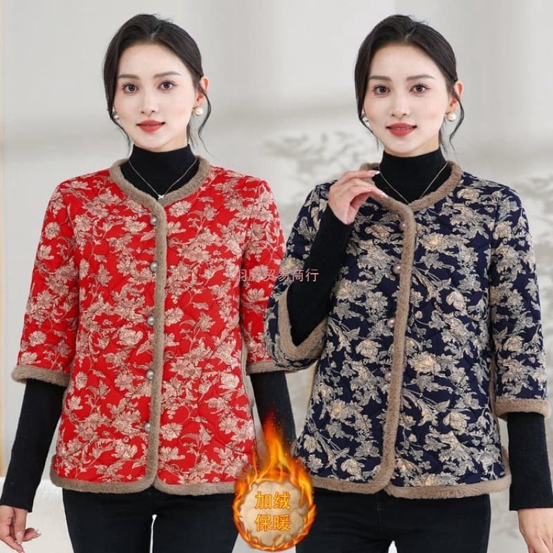 Middle-Aged and Elderly Women's Winter New Style Fleece-Lined Thick Vest Cotton Jacket, Fashion Casual Warm Cold Protection Outer Wear Cotton Vest