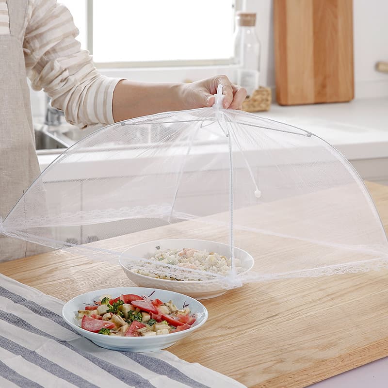 White Picnic Mesh Food Covers, Transparent Foldable Table Covers for Mosquito and Dust Prevention, Wholesale from Manufacturer