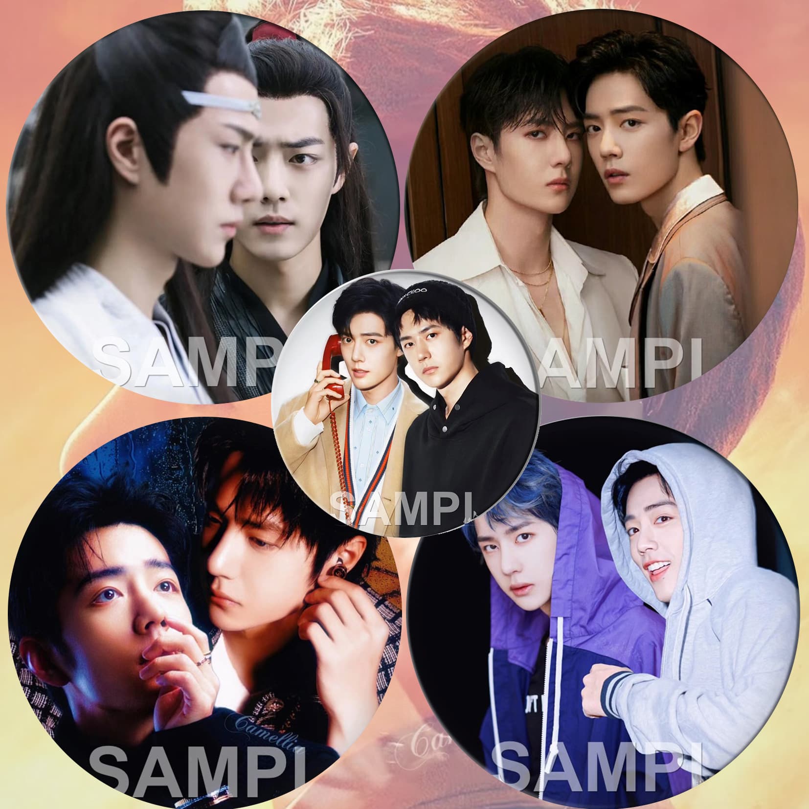 Xiao Bo Yi Jun New Merchandise Badge Star Idol Fan Support Xiao Zhan Wang Yibo Laser Pin