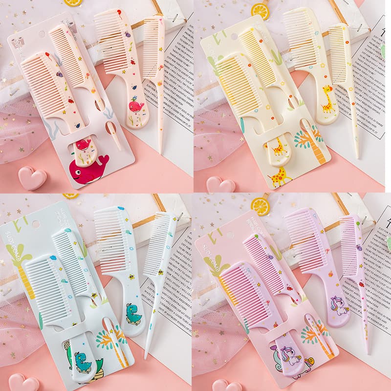 872 cartoon animal baby children's comb for girls 1 year old and 2 years old hairdressing comb with fine teeth and pointed tail 2 comb set