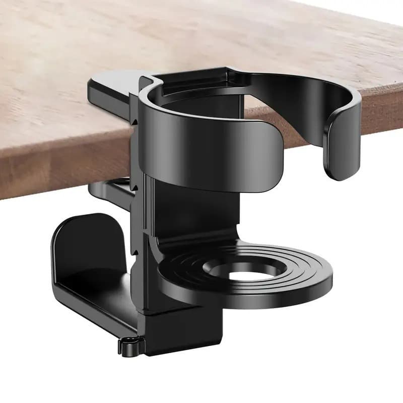 No-Drill Multifunctional Desk Cup and Headphone Holder with Beverage Stand for Office Use