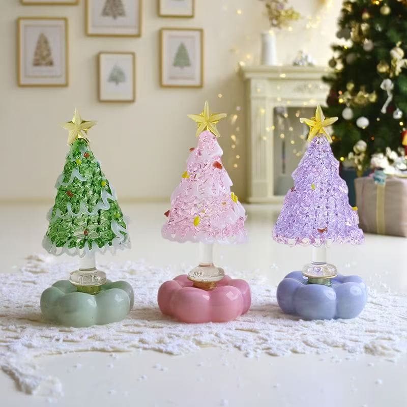 [Rotating Style] Glazed Christmas Tree Rotating Zibo Viral Christmas Decoration Gift Ornament Craft