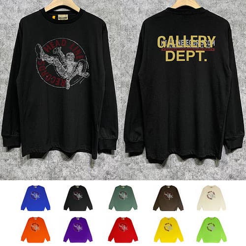 In Stock GALLERY DEPT Long Sleeve T-Shirts European and American Streetwear Long Sleeve Printed T-Shirt