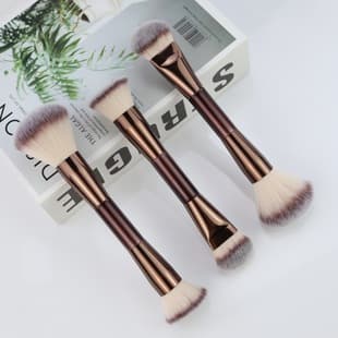 Cross-Border Hot Selling Dual-Ended Makeup Brush Flat Foundation Brush Powder Brush Contour Brush Multi-Functional Soft Bristle Makeup Tool