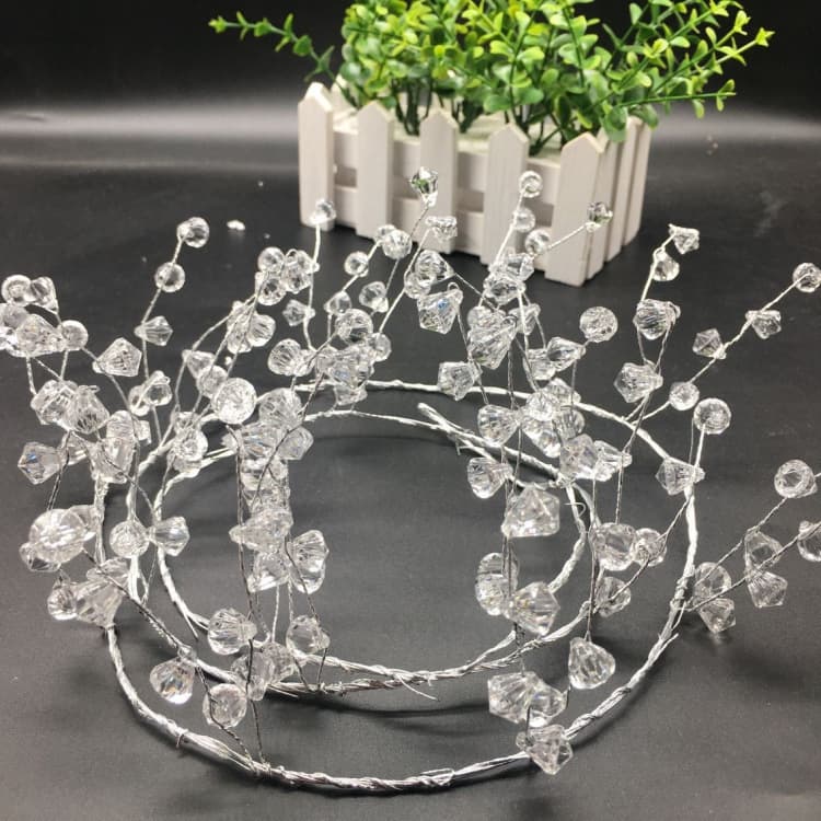 1.2-meter rhinestone acrylic string light for wedding decorations, aluminum wire flat teardrop string lights, wedding stage light decorations.