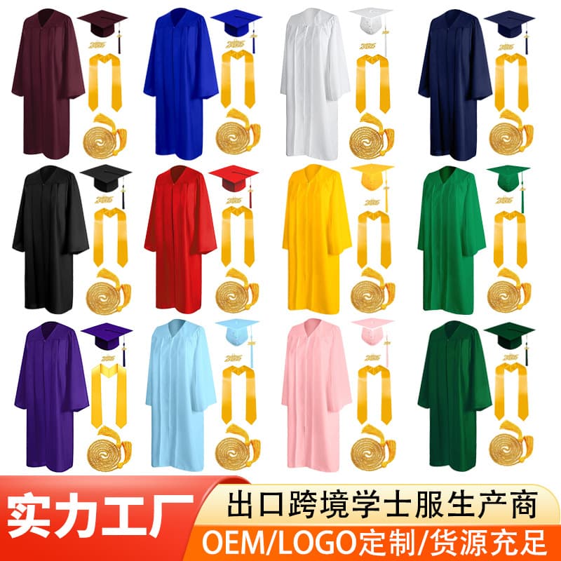Amazon European and American graduation gown set with tassel honor rope graduation shawl, high school and university degree gown