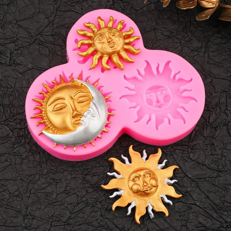 Sun God Moon Copper Face Silicone Mold DIY Fondant Chocolate Baking Mold Cake Decor Epoxy Resin Mold