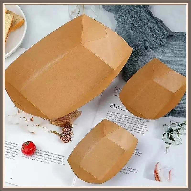 Household Convenient Kraft Paper Boat Tray Fruit and Flower Gift Box Liner Kraft Paper Boat Tray Convenient Kraft Paper