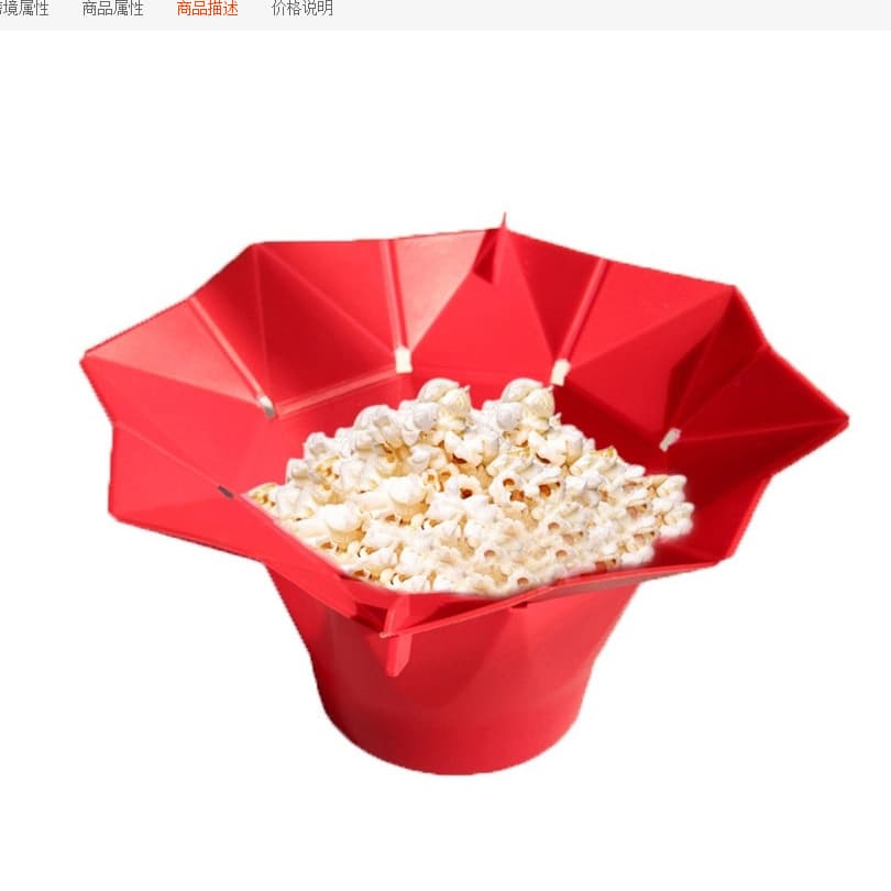 High temperature resistant large silicone popcorn bucket with handle silicone popcorn bowl microwave oven folding popcorn bucket