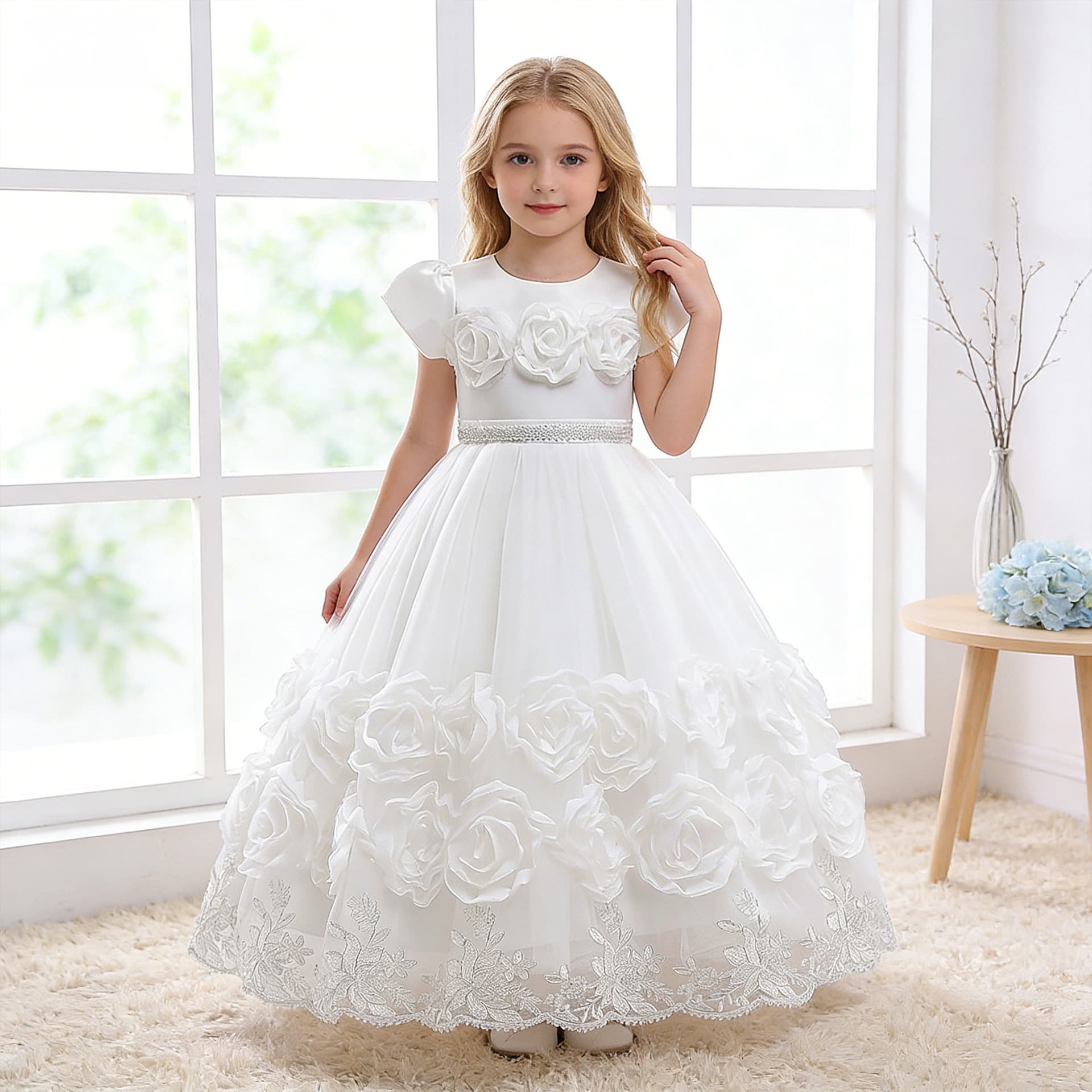 New European and American Children's Princess Dress Long Puffy Skirt for Girls Birthday Catwalk Piano Performance Gown