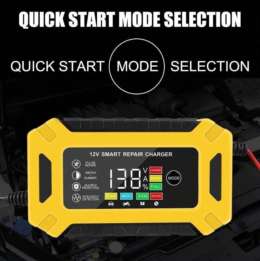 12V Pulse Repair Car Battery Charger for Motorcycle, Lead-Acid Battery, Universal Cross-Border