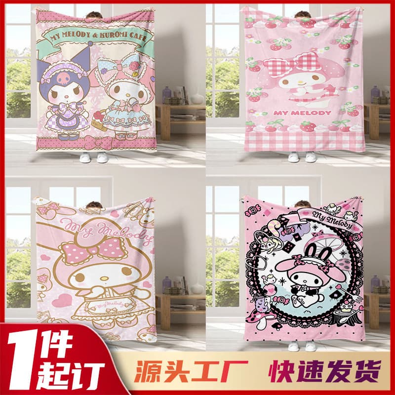 New Cross-border Cartoon My Melody Blanket Cinnamoroll Sofa Nap Throw Blanket Thick Printed Flannel Blanket