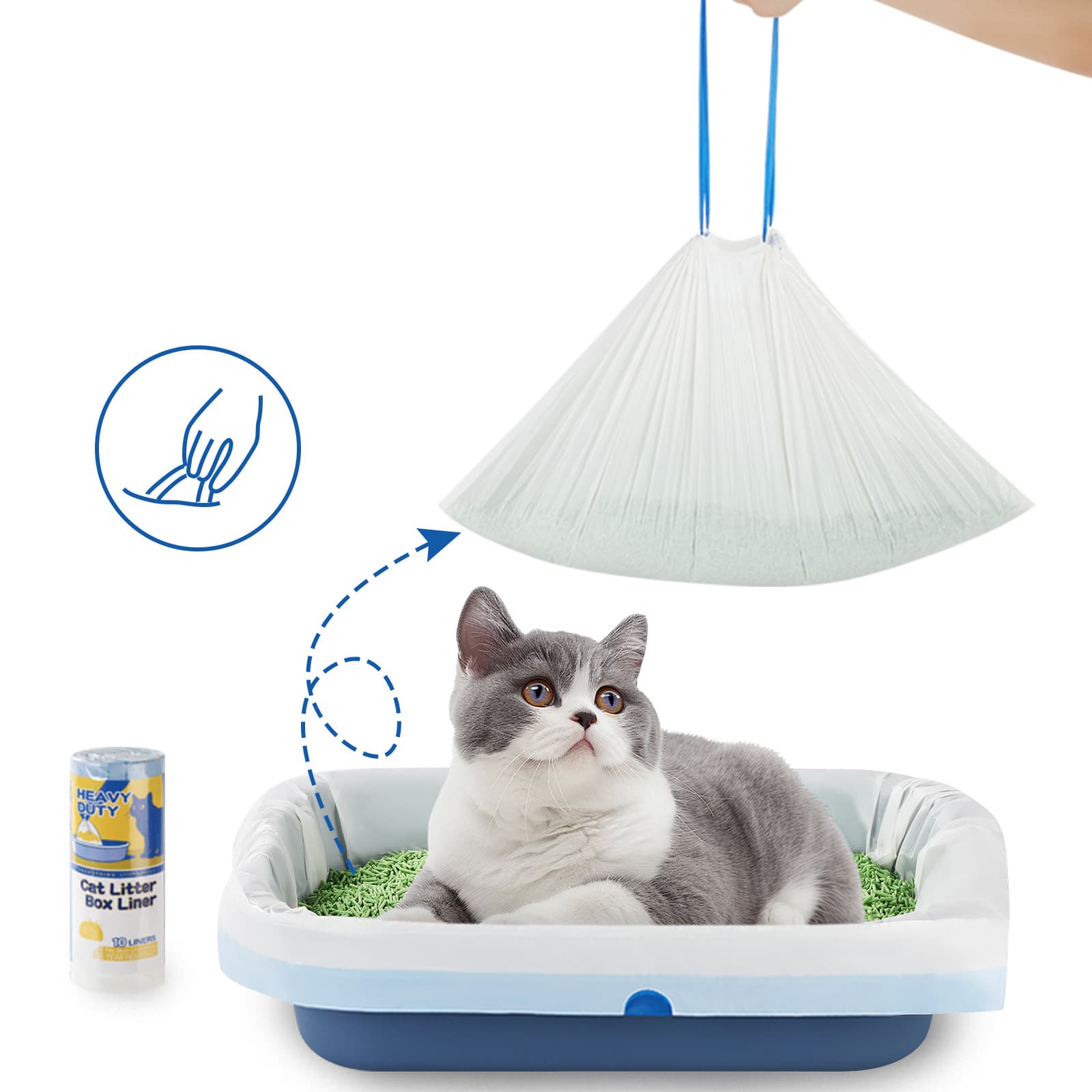 New Drawstring Trash Bags for Automatic Litter Box, Pet Waste Bags, Compatible Replacement for Smart Cat Litter Box
