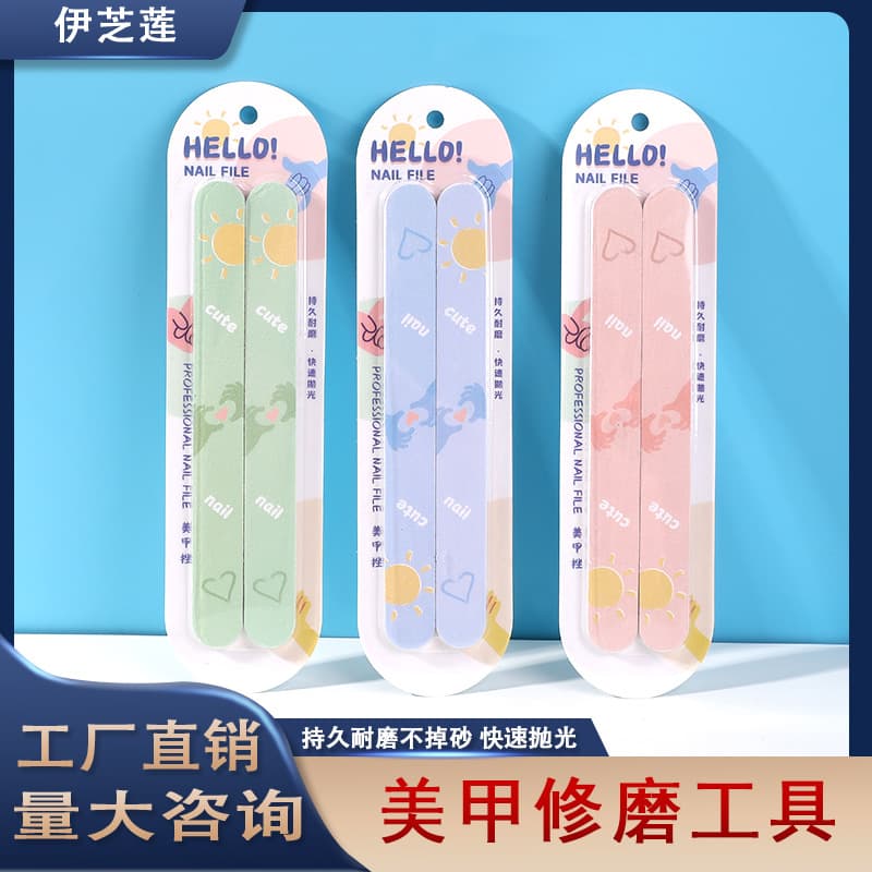 Double-Sided Girl Heart Nail File Manicure Frosted Strips Nail Buffer Files Nail Care Sponge Buffer Tool Set Wholesale