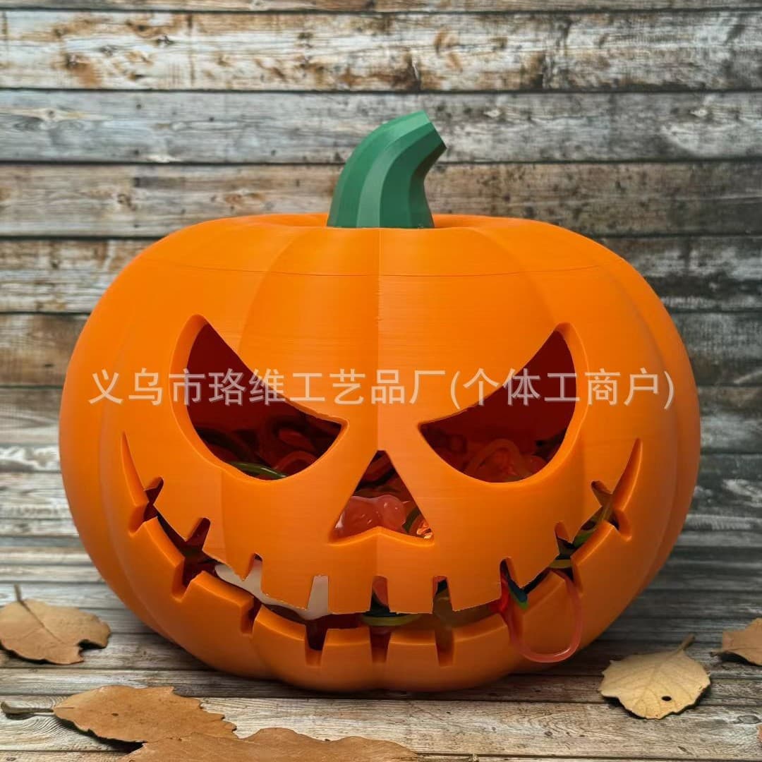 Cross-border 3D Printing New Halloween Pumpkin Bowl Halloween Red-Eyed Pumpkin Statue Ghost Face