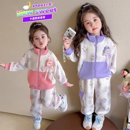 Girls Spring and Autumn Holiday Two-piece Sweatshirt Set 2026 New Children's Letter Printed Sweatpants Girls Casual Two-piece Set