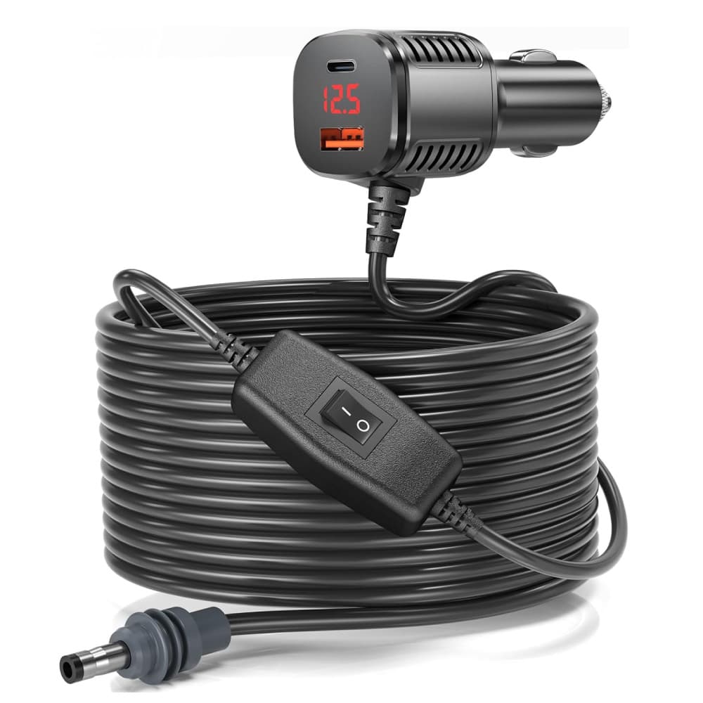 Cross-border compatible mini Ethernet triple-in-one digital display car charger cigarette lighter DC head car power line adapter
