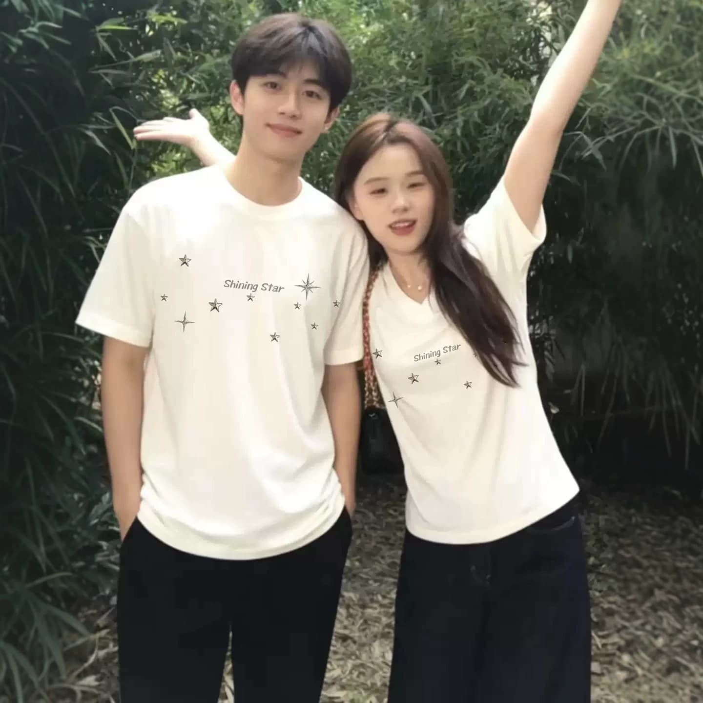 Couple Matching Cotton Short Sleeve T-Shirt Summer Oversize Unique Design Men and Women Top Student Streetwear Class Uniform