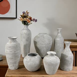 Japanese-style Rustic Coarse Pottery Vintage Vase, High-end Iron Art Flower Vessel, Home Entryway Decoration, Coarse Sand Texture Ceramic Pot