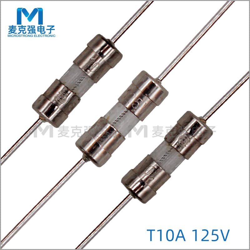 Double cap glass fuse 3.6*10mm slow blow T10A/125V with lead glass tube fuse 3*10