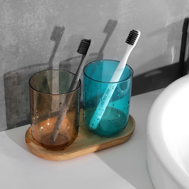 Wholesale of Transparent Round Mouthwash Cup, Elegant Bathroom Cup, Light Luxury Home Toothbrush Holder