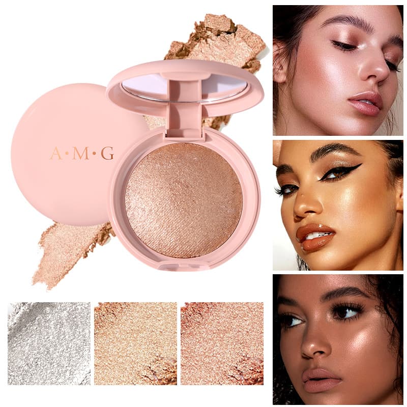 Cross-border Exclusive Hot-Selling AMG Highlighter Compact, Waterproof Sweat-Proof Brightening Natural Three-Dimensional Contour Highlighting Powder Compact