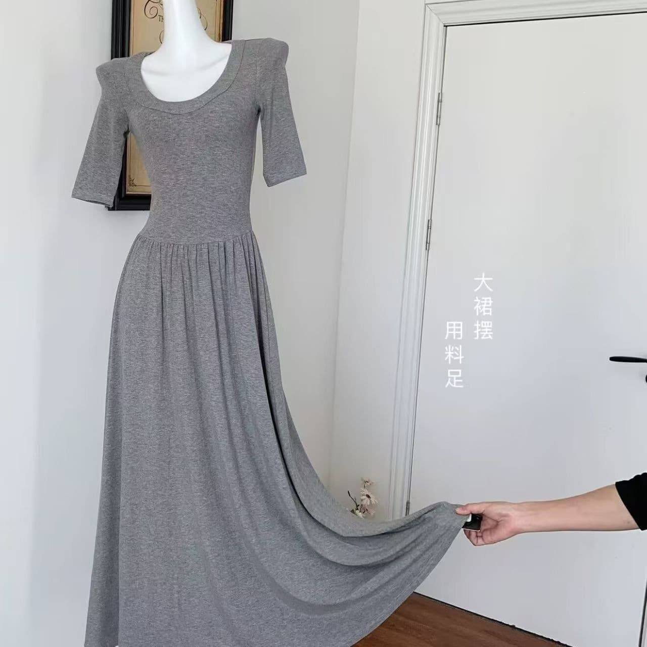 Summer Fashion Women's Dress, Slimming Long Dress with U-Neck A-Line Flared Skirt