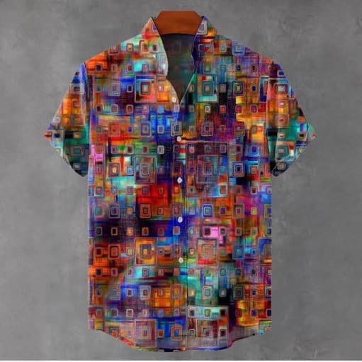 Men's Hawaiian Shirt Loose Breathable Short-Sleeved Harajuku Slim Fit Formal Printed Top Shirt Men's Casual Shirt