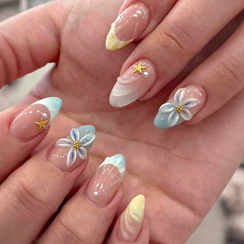 Cross-border French wear nails wholesale simple 3D flowers foreign trade nail polish factory finished wear fake nails