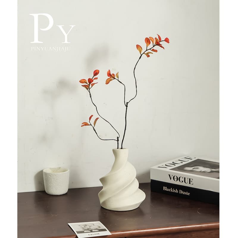 Ice cream ceramic vase, simple Nordic mid-century style ceramic vase, flower arrangement, high-end, hydroponic flower ornaments