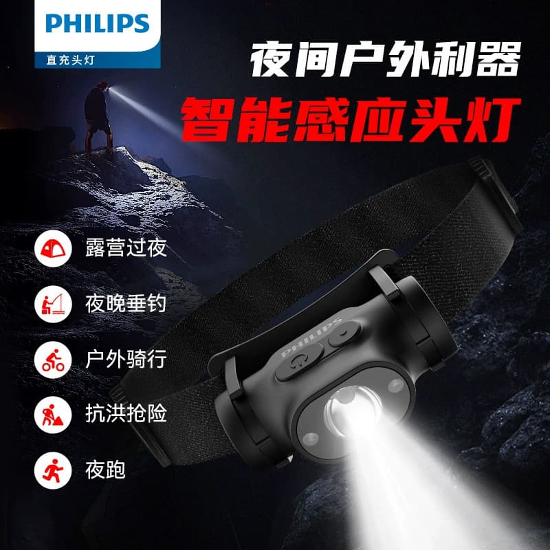 Philips SFL1851 Head-Mounted Long-Range High-Power Flashlight Outdoor Camping Portable Handheld Flashlight Inductive Headlamp