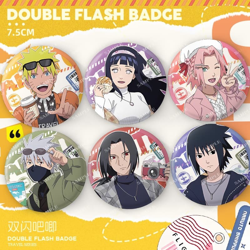 Partner Ninja Travel Series Bar Chi Naruto Sasuke Two-dimensional Animation Surroundings 75MM Big Badge