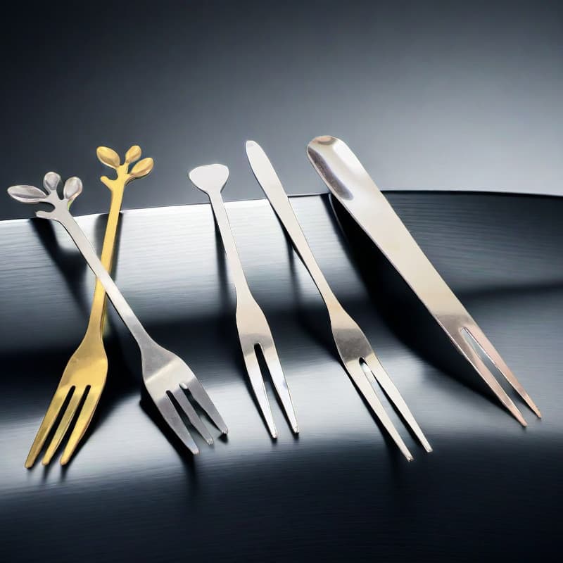 Household Stainless Steel Fruit Fork, Dessert Cake Fork, Three-Prong Fork, Creative Snack Fork, Mooncake Fork