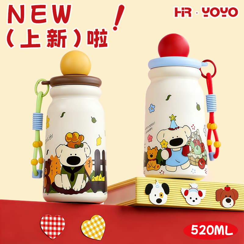Cartoon Big-Nose Dog Thermos Cup Cute High-Appearance Ceramic-Lined Water Bottle Portable Cup for Male and Female Students