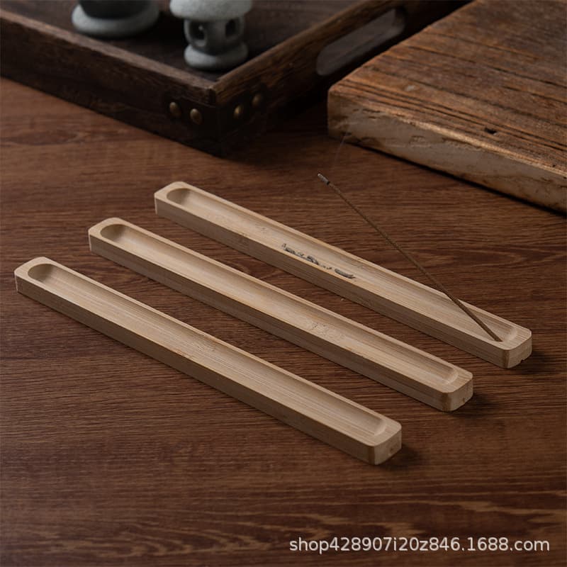 Bamboo wood incense household incense insert handmade tea ceremony long incense burner incense base agarwood tray tea room light luxury