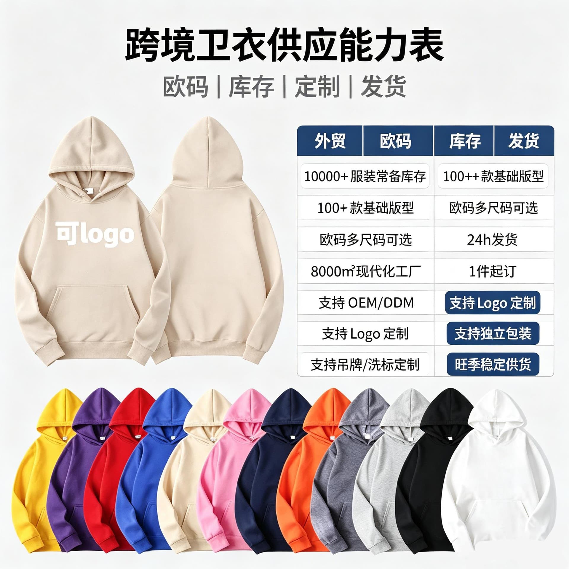 Blank Cross-Border EU Size Autumn/Winter Hooded Sweatshirt, European and American Loose Blank Top, EU Size Solid Color Sweatshirt