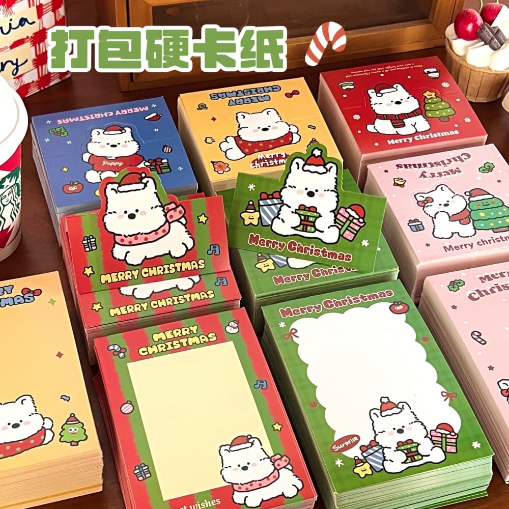 Tengyi Original Cute Cartoon Dog Christmas Card Header and Backing Girly Packaging Decorative Base Card Packaging Material Cardstock