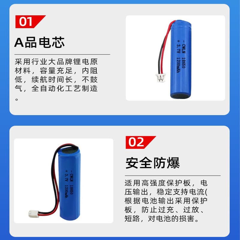 18650 Li-ion Battery 3.7V with Protection Board, Wired, Full Capacity Cylindrical Rechargeable Battery