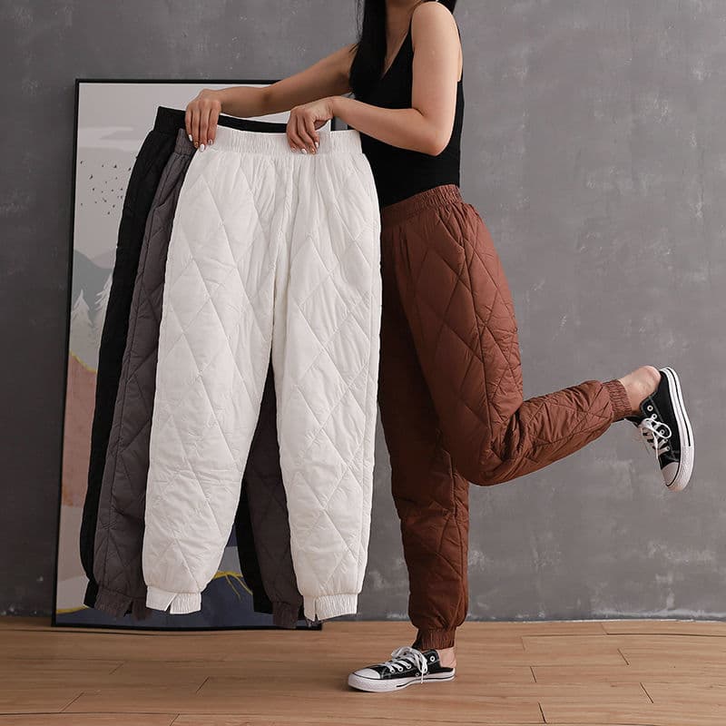 Women's Down Cotton Padded Pants 2025 Fall/Winter New High Waist Plus Size Thickened Loose Casual Warm Long Pants