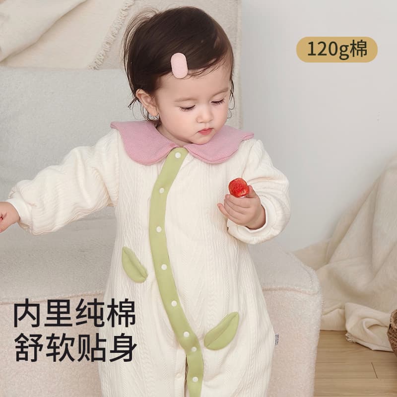 Baby Winter Romper Jumpsuit for Newborn Girls, Stylish Onesie for 100 Days, Outdoor Wear