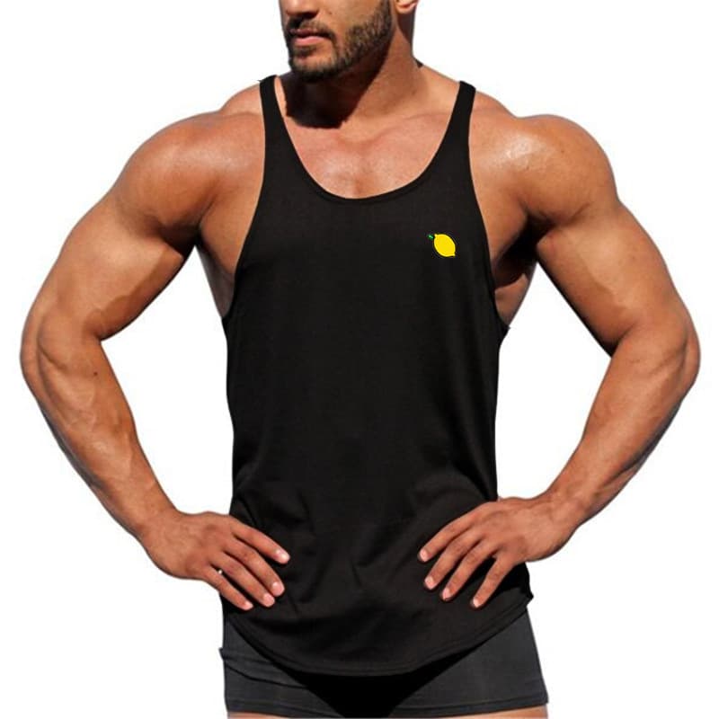 Summer men's sexy low-cut spaghetti straps fruit print fitness vest lemon lemon sports vest cotton