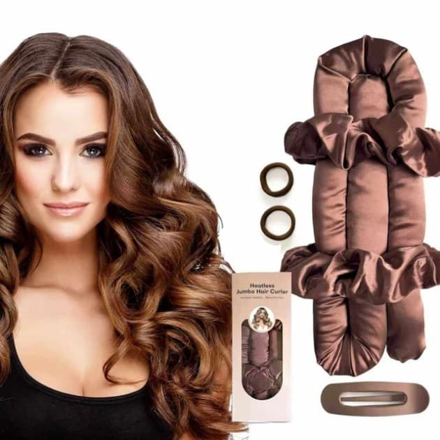 Heat-free curling iron that won’t hurt your hair while sleeping. Lazy people can style their hair while sleeping. Thick curling wand. No-perm long hair curling iron.