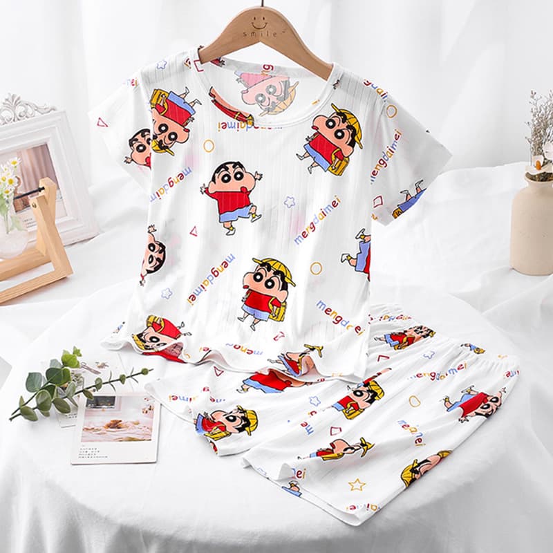 Summer Children's Pajamas, Thin Short Sleeve Set for Boys and Girls, Cartoon Homewear for Toddlers and Kids