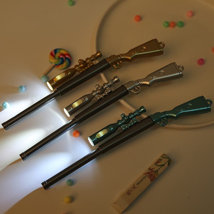 Creative Light-Up Sniper Rifle Gel Ink Pen Cute Rifle Shape Student Pen Unique Office Stationery Sign Pen