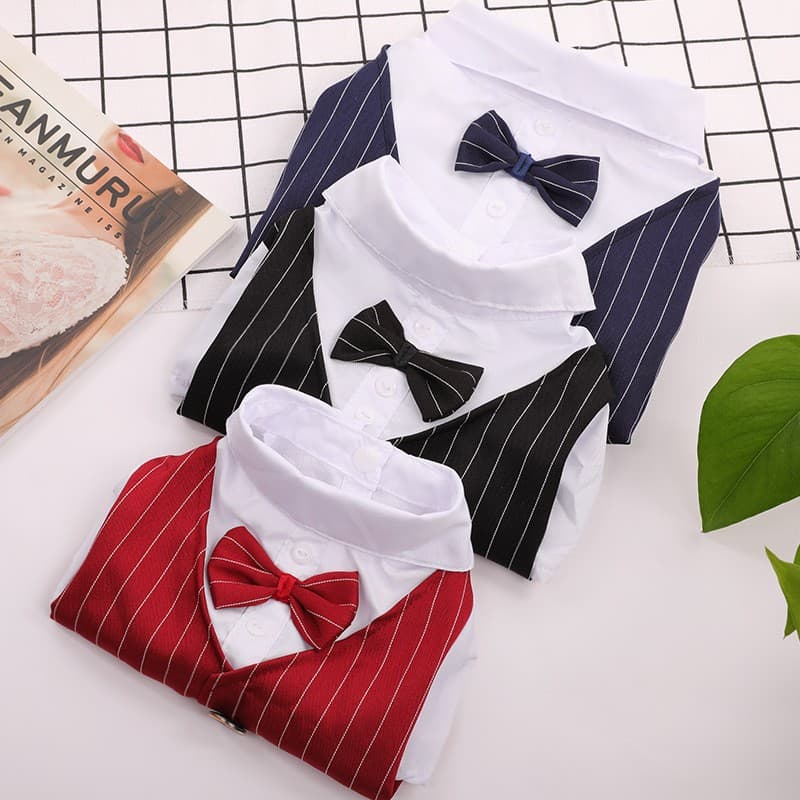 Pet Dog Cat Spring and Summer Thin Suit Shirt Wedding Dress for Teddy Large Dog