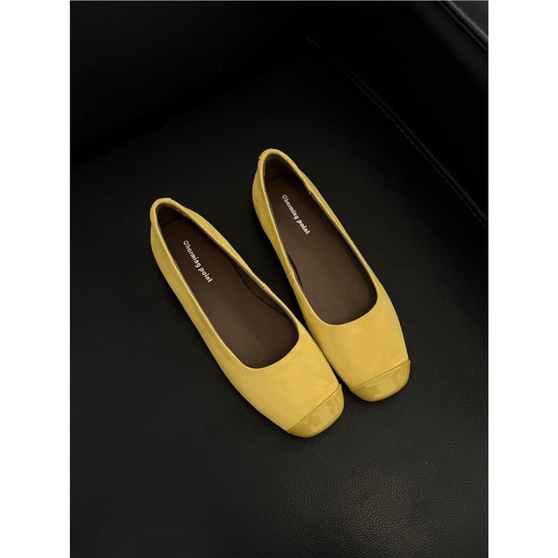 Energetic and Trendy~ Square-Toe Patchwork Polka Dot Shallow-Mouthed Flats for Women, Fashionable and Versatile Flat Shoes