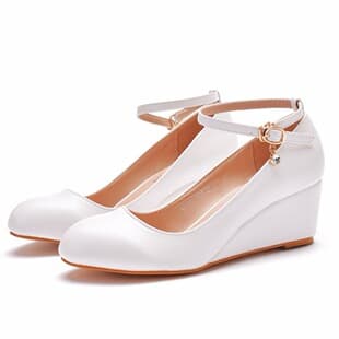 Low Heel Sexy Slimming High Heels Women's Shoes Wedge Heel Casual Shallow Mouth Buckle Round Toe Flats