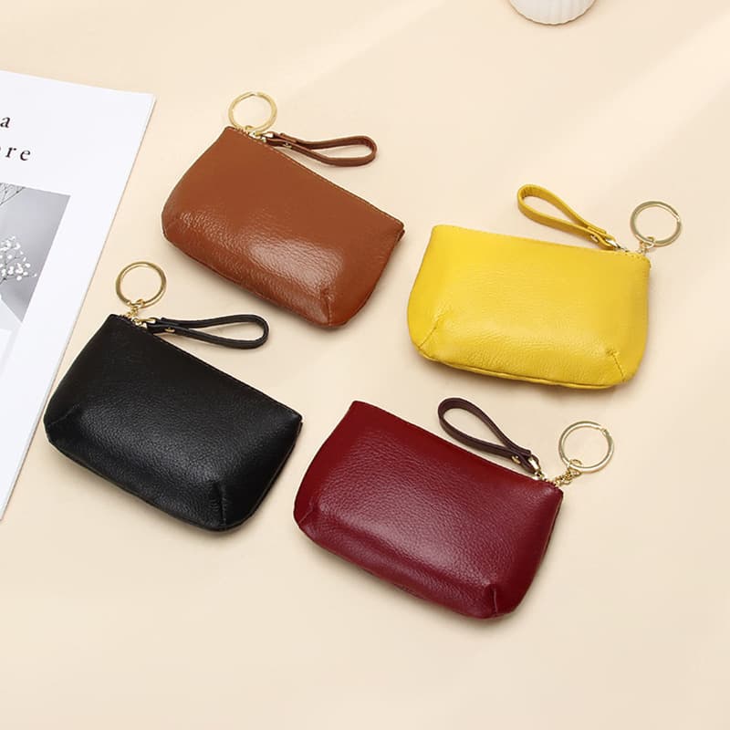 2025 New Real Soft Leather Zipper Small Wallet Simple Keychain Coin Bag Fashion Thin Coin Purse Women